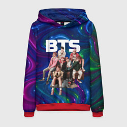 Толстовка-худи мужская BTS фотосессия на диване, цвет: 3D-красный