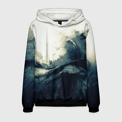 Толстовка-худи мужская Чёрно-синие абстрактные краски, цвет: 3D-черный