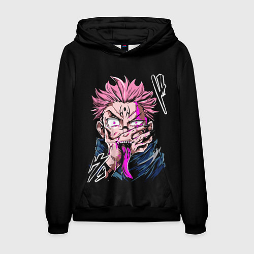 Мужская толстовка Итадори с Сукуна на руке / 3D-Черный – фото 1