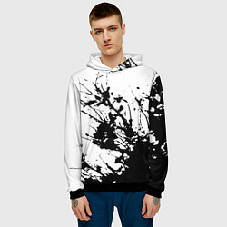 Толстовка-худи мужская Чёрная взрывная краска на белом, цвет: 3D-черный — фото 2