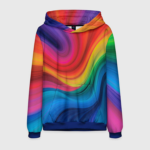Мужская толстовка Смесь ярких красок волнистыми линиями / 3D-Синий – фото 1