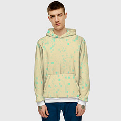 Толстовка-худи мужская Color beige turquoise, цвет: 3D-белый — фото 2