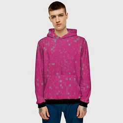 Толстовка-худи мужская Color pink brown squares, цвет: 3D-черный — фото 2