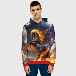 Толстовка-худи мужская Огнегривый скакун, цвет: 3D-красный — фото 2