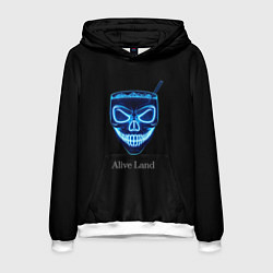 Толстовка-худи мужская Neon skull cocktail, цвет: 3D-белый