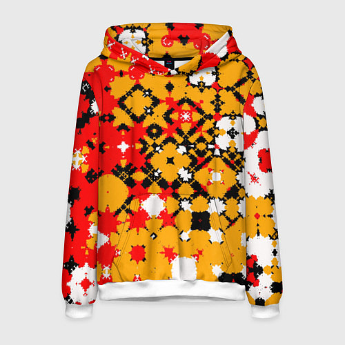 Мужская толстовка Красно-желтая геометрическая абстракция / 3D-Белый – фото 1