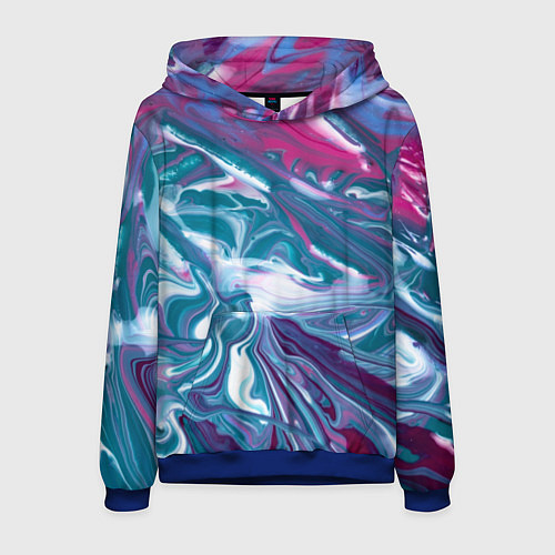 Мужская толстовка Абстракция бело сине красный мрамор / 3D-Синий – фото 1
