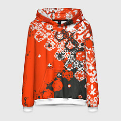 Толстовка-худи мужская Красно-черная метаморфоза, цвет: 3D-белый