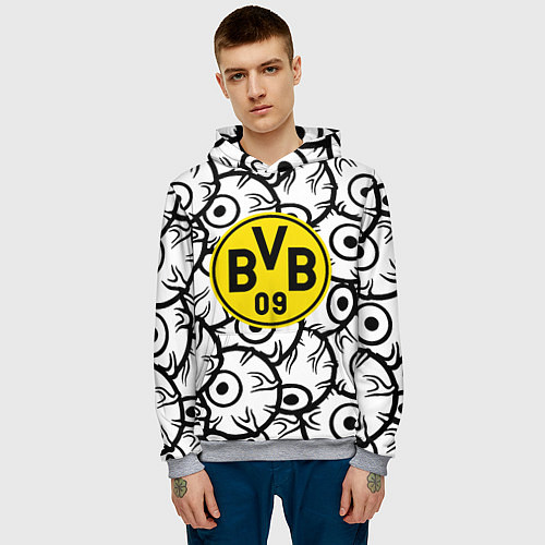 Мужская толстовка Borussia глаза текстура / 3D-Меланж – фото 3