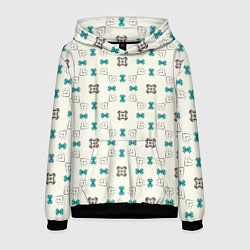 Толстовка-худи мужская Узорчатый паттерн в квадратных ячейках, цвет: 3D-черный