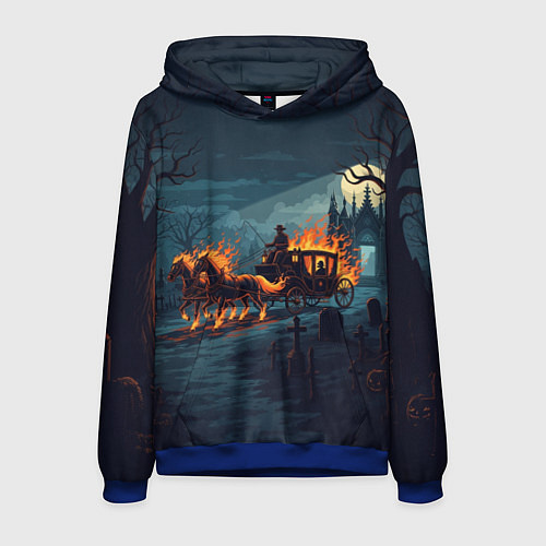 Мужская толстовка Призраки в горящей конной повозке / 3D-Синий – фото 1