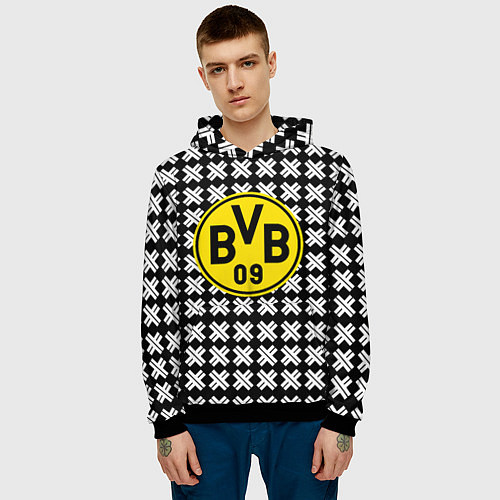 Мужская толстовка Borussia pattern geometry / 3D-Черный – фото 3
