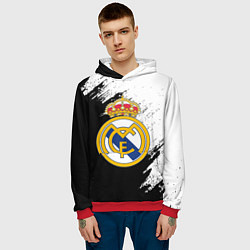 Толстовка-худи мужская Real Madrid текстура штрихи, цвет: 3D-красный — фото 2