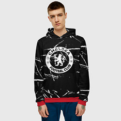 Толстовка-худи мужская Челси штрихи красок белые, цвет: 3D-красный — фото 2