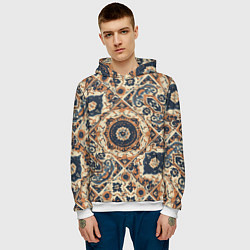 Толстовка-худи мужская Узоры калейдоскопа, цвет: 3D-белый — фото 2