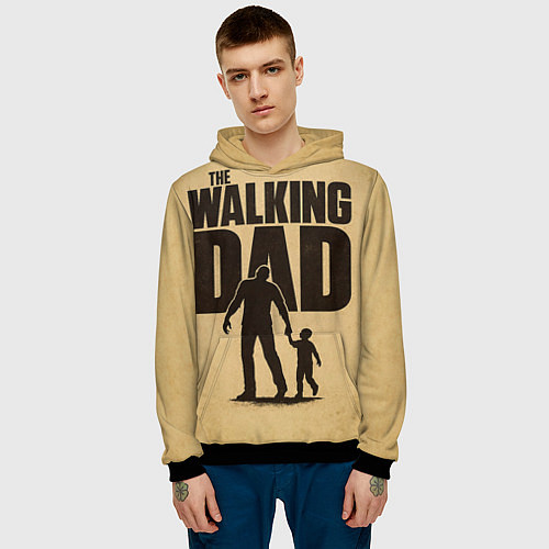 Мужская толстовка The walking dad - каламбур / 3D-Черный – фото 3