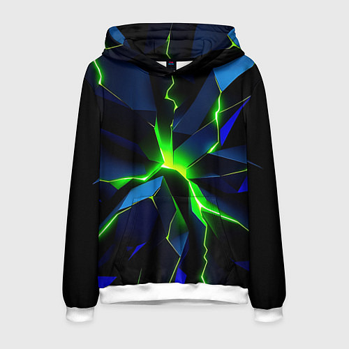 Мужская толстовка Neon green glow / 3D-Белый – фото 1