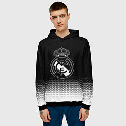 Толстовка-худи мужская Реал Мадрид текстура геометрия, цвет: 3D-черный — фото 2
