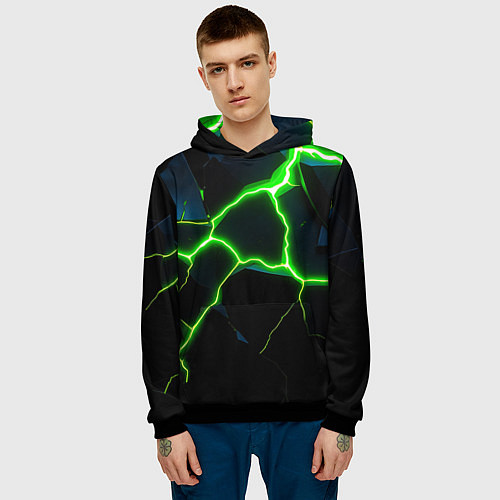 Мужская толстовка Green split / 3D-Черный – фото 3