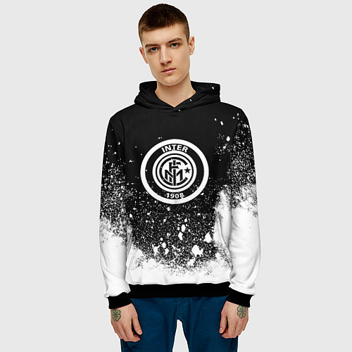 Мужская толстовка Inter белый всплеск краско / 3D-Черный – фото 3