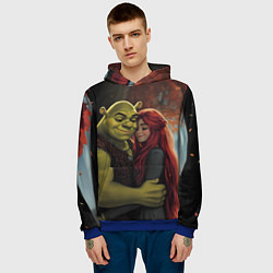 Толстовка-худи мужская Шрек и принцесса Фиона, цвет: 3D-синий — фото 2