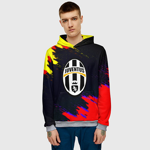 Мужская толстовка Juventus краски текстура штрихи / 3D-Меланж – фото 3