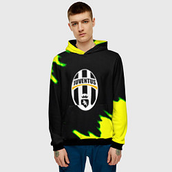 Толстовка-худи мужская Ювентус кислотные краски лого, цвет: 3D-черный — фото 2