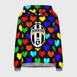 Толстовка-худи мужская Ювентус сердце паттерн, цвет: 3D-меланж