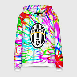 Толстовка-худи мужская Ювентус жидкие краски текстура, цвет: 3D-белый
