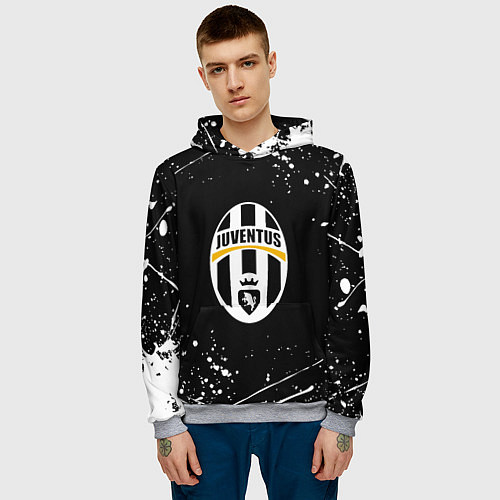 Мужская толстовка Juventus белые краски всплеск / 3D-Меланж – фото 3