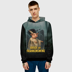 Толстовка-худи мужская Франкенштейн свинья невеста, цвет: 3D-черный — фото 2