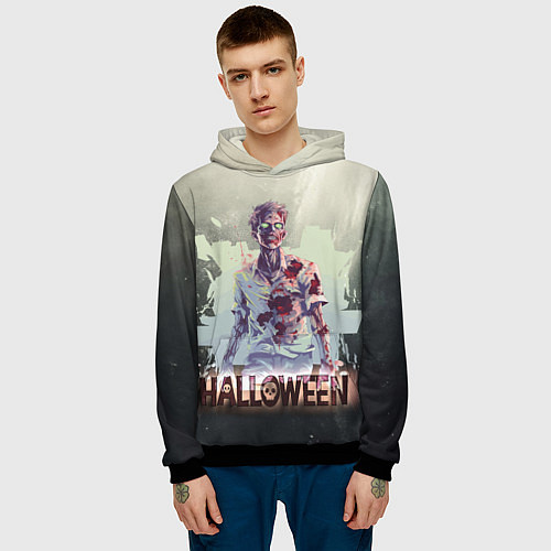 Мужская толстовка Halloween зомби / 3D-Черный – фото 3