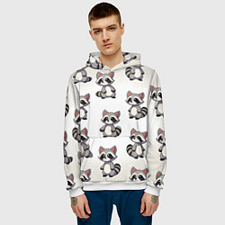 Толстовка-худи мужская Много енотов, цвет: 3D-белый — фото 2