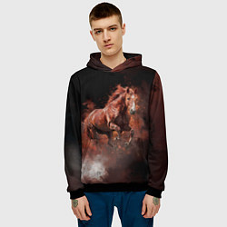 Толстовка-худи мужская Коричневая лошадь в прыжке, цвет: 3D-черный — фото 2