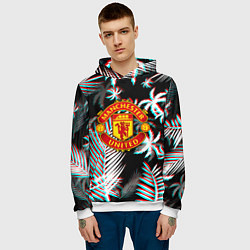Толстовка-худи мужская Манчестер Юнайтед тропики глитч, цвет: 3D-белый — фото 2