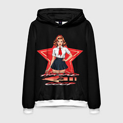 Толстовка-худи мужская Назад в СССР пионеры, цвет: 3D-белый