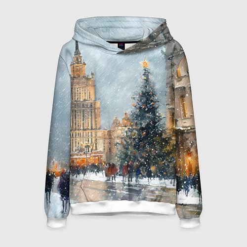 Мужская толстовка Новогодняя Москва / 3D-Белый – фото 1