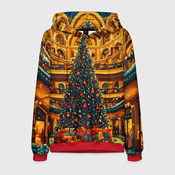 Толстовка-худи мужская Московская новогодняя елка, цвет: 3D-красный