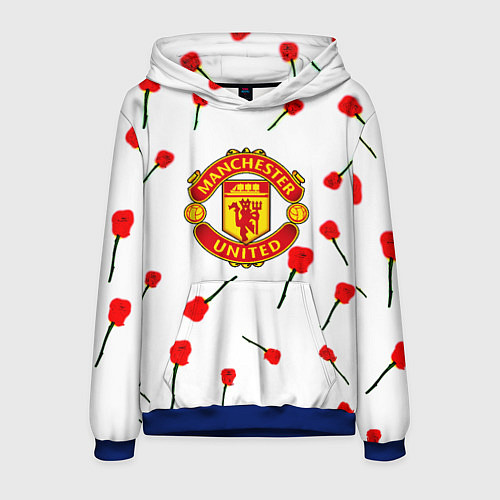 Мужская толстовка Манчестер Юнайтед розы паттерн / 3D-Синий – фото 1