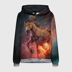Толстовка-худи мужская Огненная лошадь, цвет: 3D-меланж