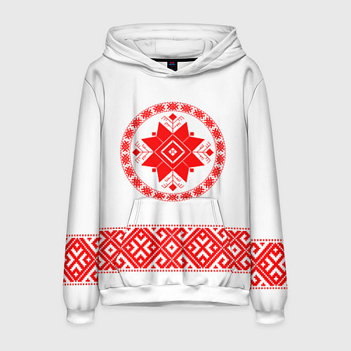 Мужская толстовка Славянская вышиванка узорная / 3D-Белый – фото 1