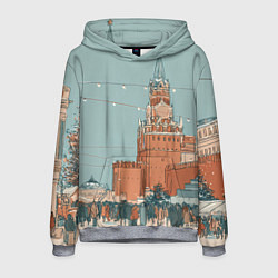 Толстовка-худи мужская Праздничная атмосфера на новый год, цвет: 3D-меланж