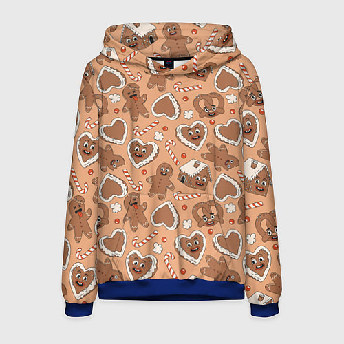 Мужская толстовка Паттерн с новогодним печеньем / 3D-Синий – фото 1