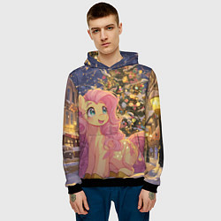 Толстовка-худи мужская Милая пони и новый год, цвет: 3D-черный — фото 2