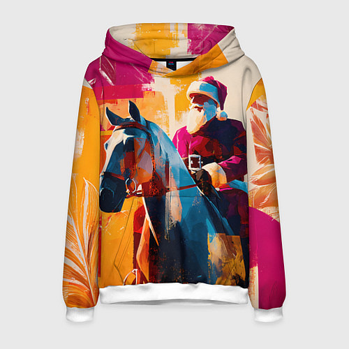 Мужская толстовка Дед Мороз на коне / 3D-Белый – фото 1