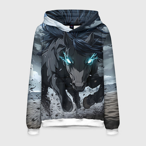 Мужская толстовка Мощный конь / 3D-Белый – фото 1