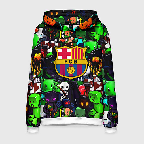 Мужская толстовка Minecraft x barcelona fc / 3D-Белый – фото 1