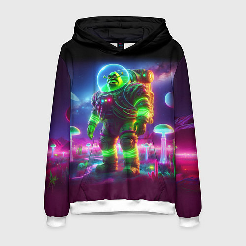Мужская толстовка Космонавт Шрук в неоновом скафандре на загадочной / 3D-Белый – фото 1