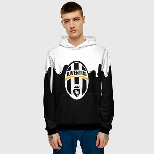 Мужская толстовка Juventus капли красок / 3D-Черный – фото 3