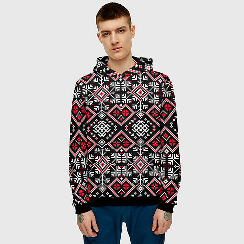 Мужская толстовка Славянский орнамент обережный / 3D-Черный – фото 3